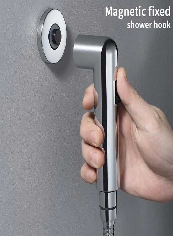 Fossa Magnetic Health Faucet ABS Body | for Toilet Handheld Bidet Sprayer with 1 Meter Stainless Steel Hose Pipe & Magnetic Wall Holder | Silver (Chrome Finish) - Image 2